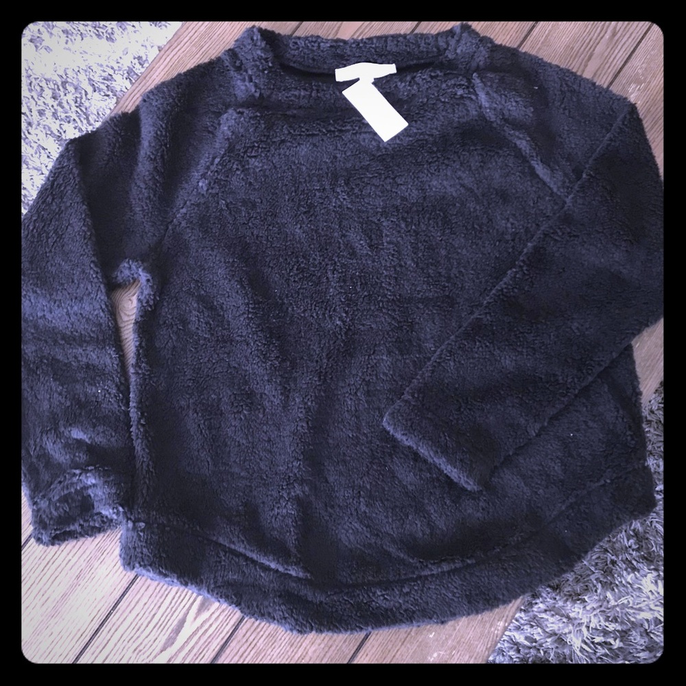 🆕 NWT Loft Black Fleece Sweater medium